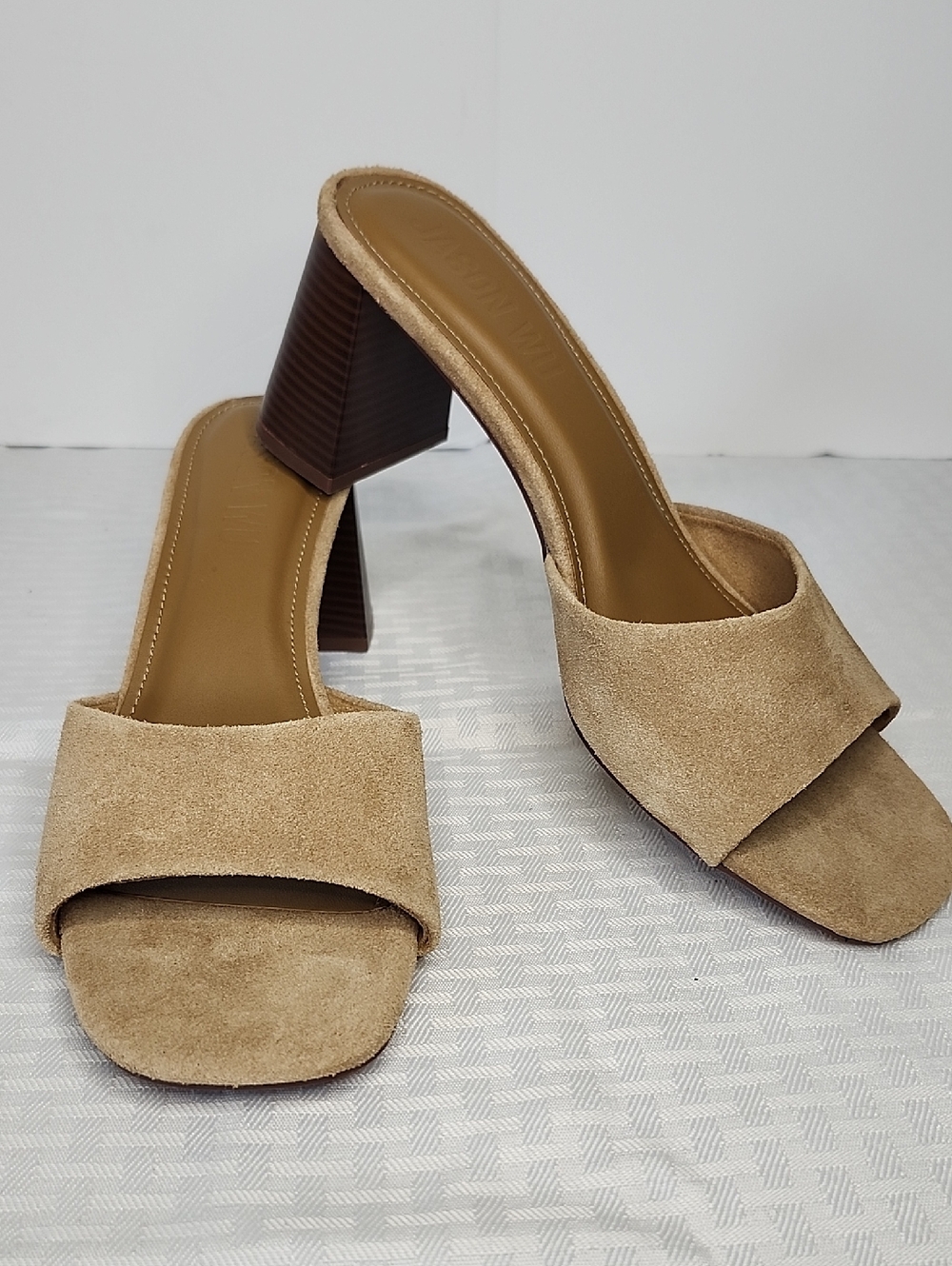 Jason Wu Sandals Block Heel Tan Suede NEW